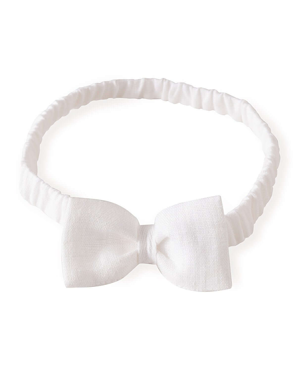 White bow-tie headband with elastic band