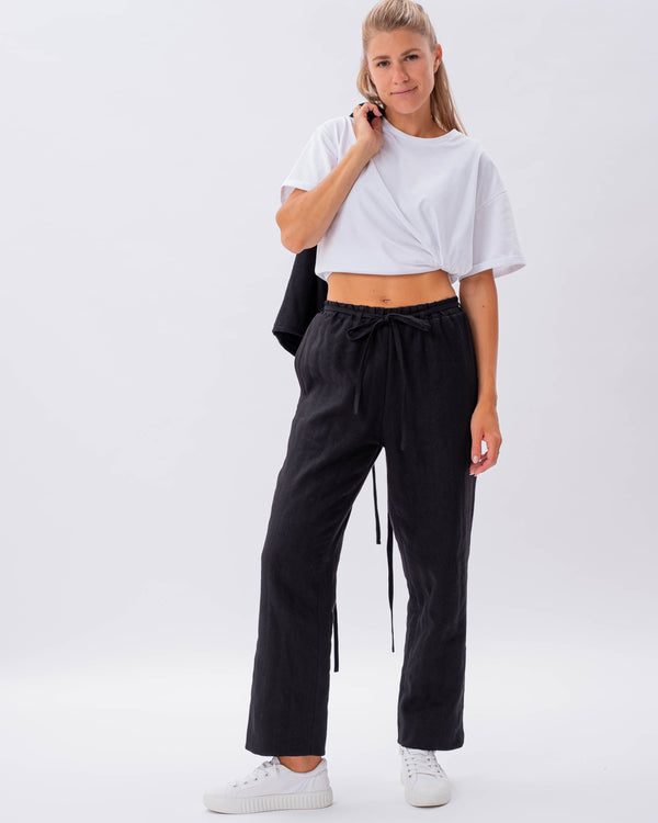 Quilted Linen Wool Pants