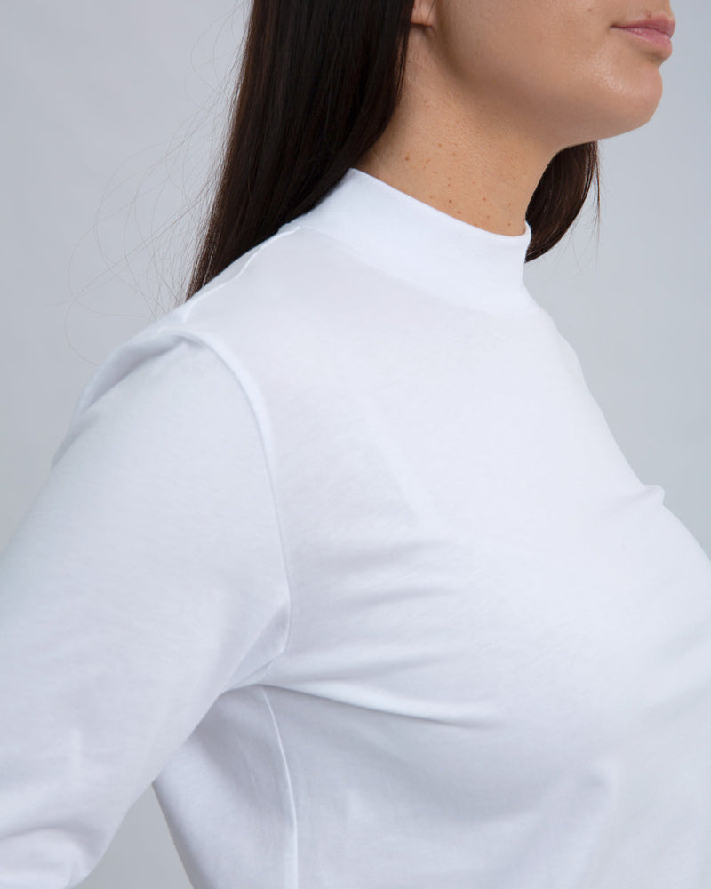 Women's Cotton High Neck Top White
