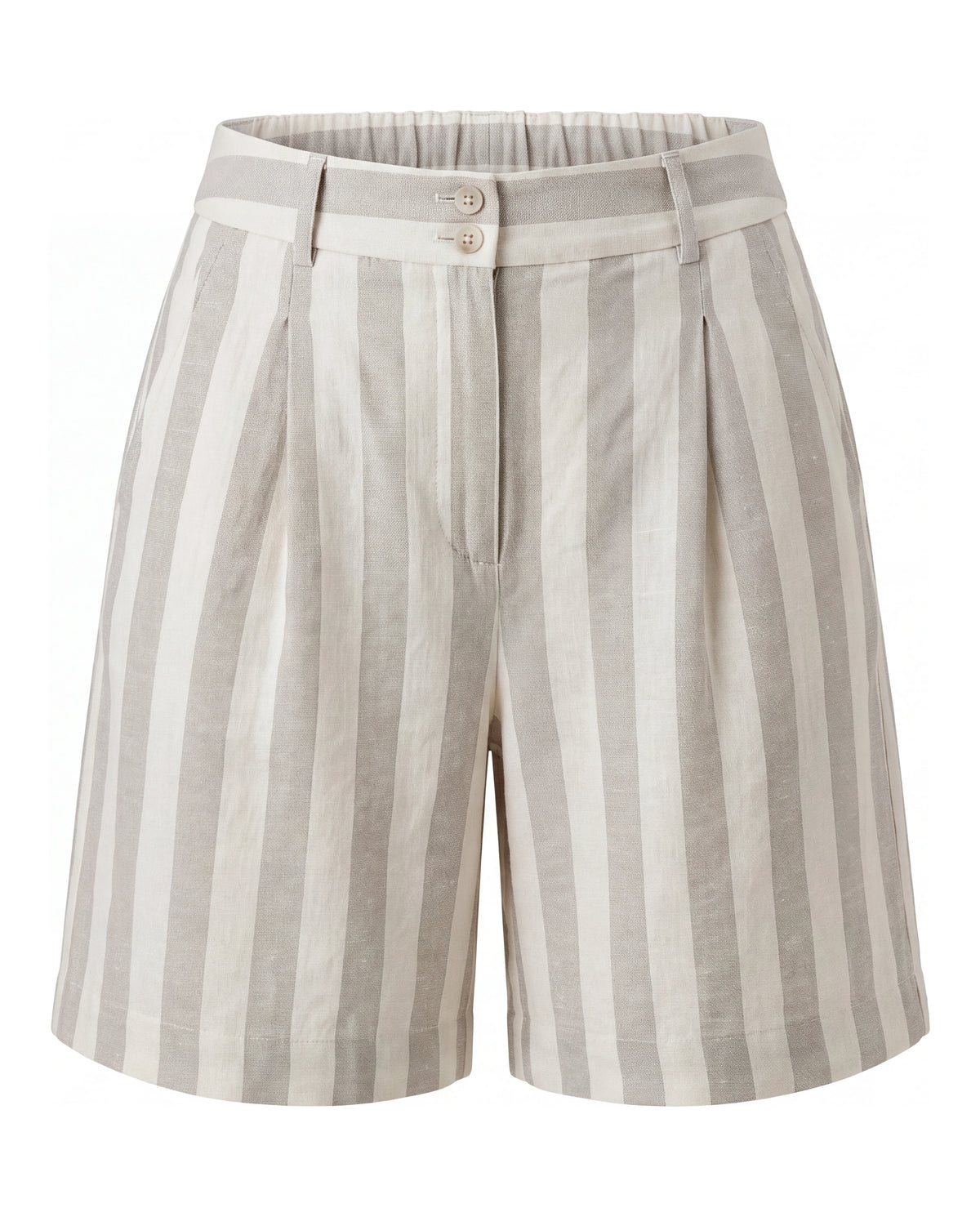 Linased lühikesed püksid Carrie Striped - lightgrey/ivory mannekeen eest