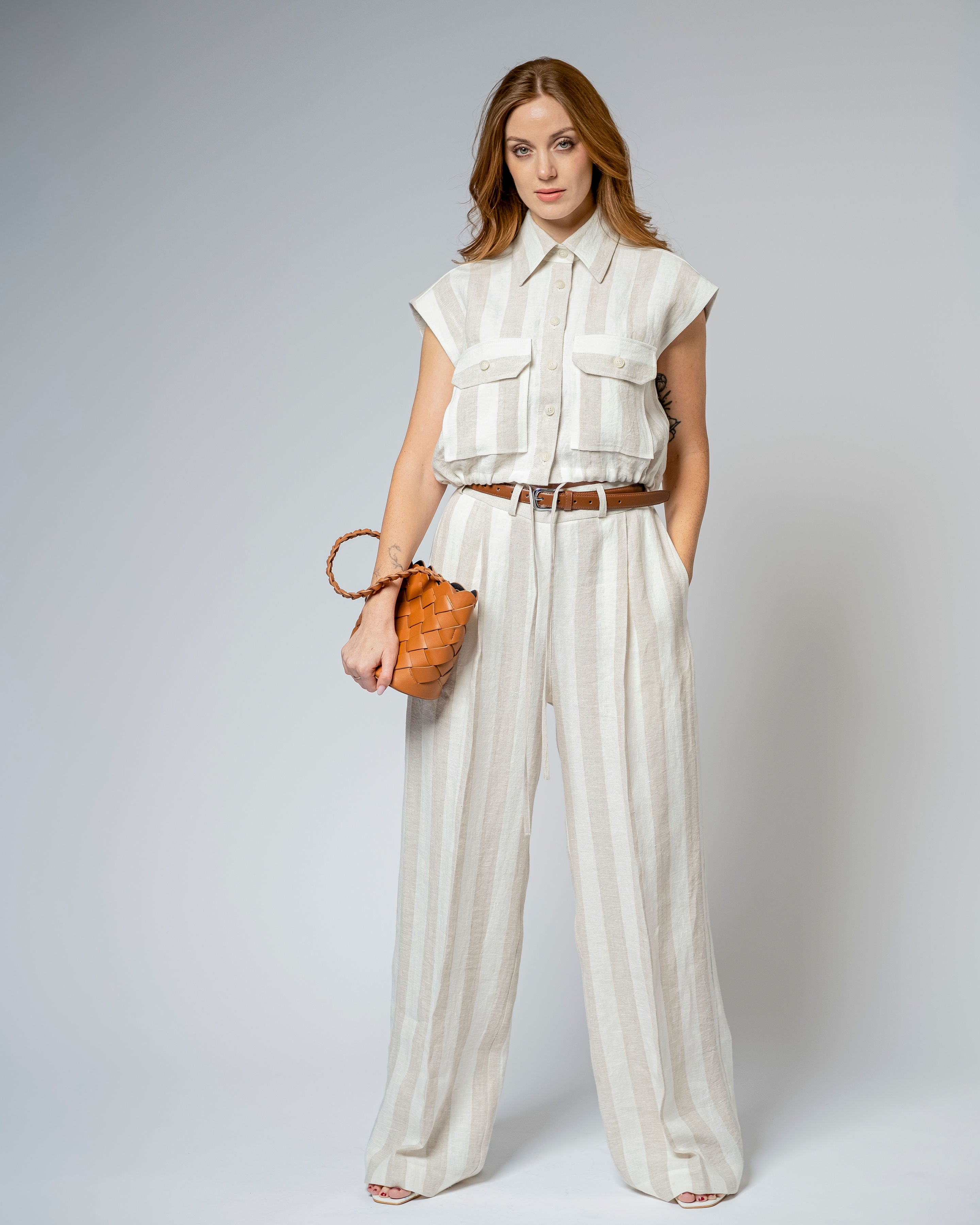 Linen Pleated Pants