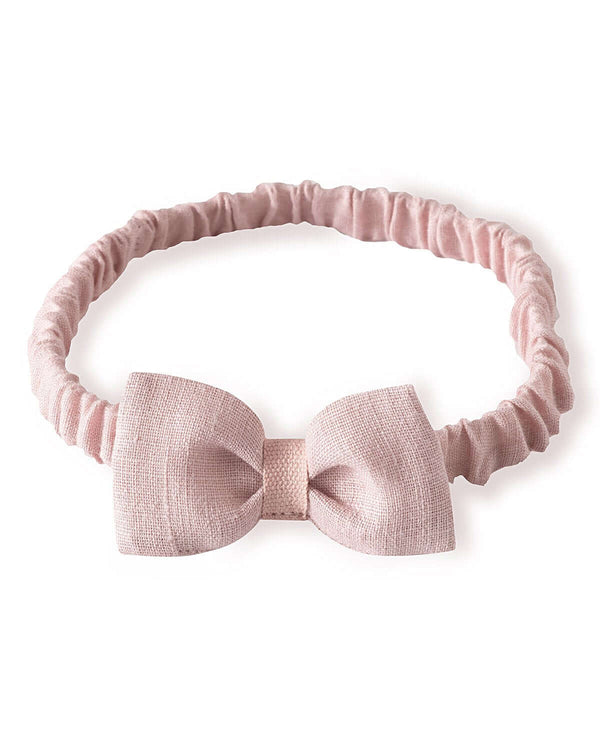 Light pink bow-tie headband with elastic band